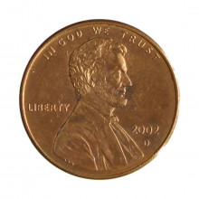 Km#201b 1 Cent 2002 D MBC+ Estados Unidos  América  Lincoln Memorial  Zinco com revestimento de cobre  19.05(mm) 2.5(gr)