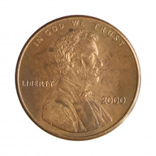 Km#201b 1 Cent 2000 MBC Estados Unidos  América  Lincoln Memorial  Zinco com revestimento de cobre  19.05(mm) 2.5(gr)
