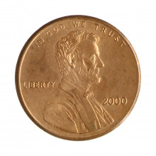Km#201b 1 Cent 2000 MBC Estados Unidos  América  Lincoln Memorial  Zinco com revestimento de cobre  19.05(mm) 2.5(gr)