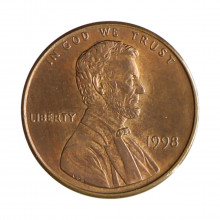 Km#201b 1 Cent 1998 MBC+ Estados Unidos América Lincoln Memorial Zinco com revestimento de cobre 19.05(mm) 2.5(gr)