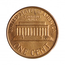 Km#201b 1 Cent 1998 D MBC+ Estados Unidos  América  Lincoln Memorial  Zinco com revestimento de cobre  19.05(mm) 2.5(gr)