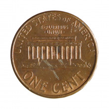 Km#201b 1 Cent 1997 MBC Estados Unidos  América  Lincoln Memorial  Zinco com revestimento de cobre  19.05(mm) 2.5(gr)