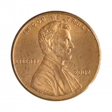 Km#201b 1 Cent 2002 MBC+ Estados Unidos  América  Lincoln Memorial  Zinco com revestimento de cobre  19.05(mm) 2.5(gr)