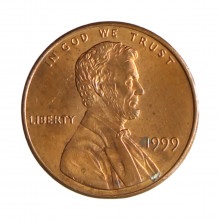 Km#201b 1 Cent 1999 MBC Estados Unidos  América  Lincoln Memorial  Zinco com revestimento de cobre  19.05(mm) 2.5(gr)