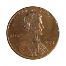 Km#201b 1 Cent 1998 MBC Estados Unidos  América  Lincoln Memorial  Zinco com revestimento de cobre  19.05(mm) 2.5(gr)