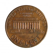 Km#201b 1 Cent 1998 MBC Estados Unidos  América  Lincoln Memorial  Zinco com revestimento de cobre  19.05(mm) 2.5(gr)