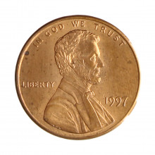 Km#201b 1 Cent 1997 MBC+ Estados Unidos  América  Lincoln Memorial  Zinco com revestimento de cobre  19.05(mm) 2.5(gr)