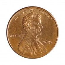 Km#201b 1 Cent 2002 MBC Estados Unidos  América  Lincoln Memorial  Zinco com revestimento de cobre  19.05(mm) 2.5(gr)
