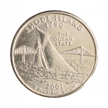 Quarter Dollar 2001 P MBC Rhode Island C/Sinais de Limpeza