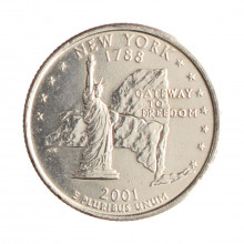 Quarter Dollar 2001 P MBC+ New York C/Sinais de Limpeza