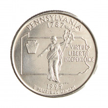 Quarter Dollar 1999 P MBC+ Pennsylvania C/Sinais de Limpeza