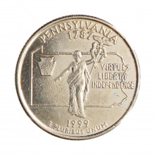 Quarter Dollar 1999 D MBC Pennsylvania C/Sinais de Limpeza