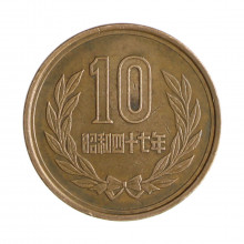 Y#73a 10 Yen 1972 MBC Japão Ásia Bronze 23.5(mm) 4.5(gr)