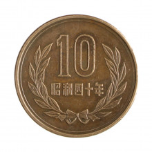 Y#73a 10 Yen 1965 MBC Japão Ásia Bronze 23.5(mm) 4.5(gr)
