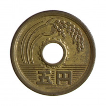 Y#72a 5 Yen 1974 MBC Japão Ásia Latão 22(mm) 3.75(gr)