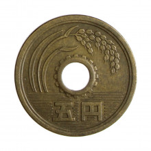 Y#72a 5 Yen 1964 MBC  Japão Ásia Latão 22(mm) 3.75(gr)