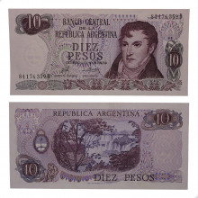 P#295a.4 10 Pesos  1973-1976 SOB+ Argentina  América