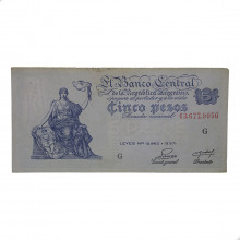 P#264a.2 5 Pesos  1952-1955 MBC Argentina  América
