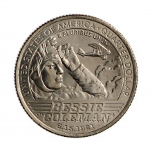 Km#778 Quarter Dollar 2023 P FC Bessie Coleman Cupro-Níquel 24.26(mm) 5.67(gr)