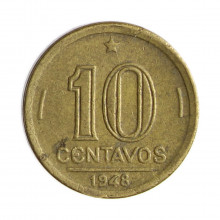 V-198 10 Centavos 1948 MBC Cunho Quebrado