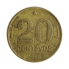 V-188 20 Centavos 1946 MBC Cunho Quebrado