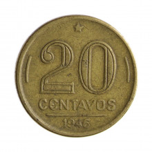 V-188 20 Centavos 1946 MBC Cunho Quebrado