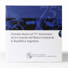 Moeda Km#162.2 2 Pesos 2010 FC Argentina América 75º Aniversário do BCRA - completa no estojo original com certificado C