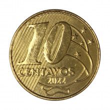 Moeda V-515 10 Centavos 2022 FC Aço Revestido de Bronze Ø20mm 4,8gr.