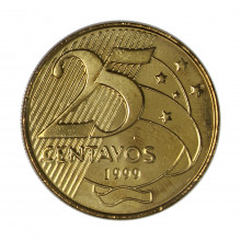 Moeda V-519 25 Centavos 1999 FC  Aço Revestido de Bronze Ø25mm 7,5gr.
