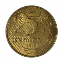 Moeda V-519 25 Centavos 1999 SOB  Aço Revestido de Bronze Ø25mm 7,5gr.*