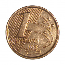 Moeda V-457 1 Centavo 1998 MBC+ Aço Revestido de Cobre Ø17mm 2,4gr.