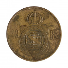 Moeda B-788 20 Réis 1869 MBC C/ Ponto No S Bronze Ø25mm 7gr.