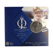 Blister Km#1216 5 Pounds 2012 FC Reino Unido Europa 60º aniversário da ascensão da Rainha Elizabeth II Cupro Níquel Ø38,