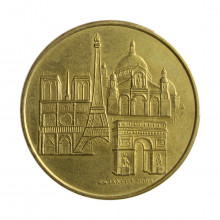 Medalha Fantasia 1 Euro 1998 França Europa Cobre Revestido de Latão Manganês Ø34mm 2,5gr.