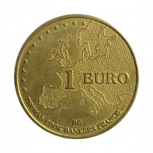 Medalha Fantasia 1 Euro 1998 França Europa Cobre Revestido de Latão Manganês Ø34mm 2,5gr.