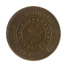 Moeda B-826 40 Réis 1908 MBC Bronze Ø30mm 12gr.