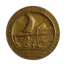 Medalha O4B/KP46 1955 MBC+ Brasil América Congresso Eucarístico - Cardeal Masella - 1955 Bronze Ø50mm 78gr.