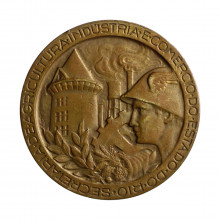 Medalha 36B/KP79 1953 MBC Brasil América V Exposição de Flores e Frutos Petrópolis Estado do Rio Bronze Ø49mm 68gr.
