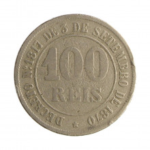 Moeda V-002 100 Réis 1871 BC/MBC  Cupro Níquel Ø27mm 10gr.