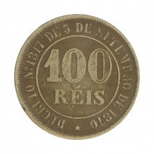 Moeda V-002 100 Réis 1871  BC/MBC Cupro Níquel  Ø27mm 10gr.