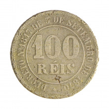 Moeda V-011 100 Réis 1881 BC C/ Marca de Verniz Cupro Níquel Ø27mm 10gr.