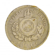 Moeda V-011 100 Réis 1881 BC C/ Marca de Verniz Cupro Níquel Ø27mm 10gr.