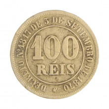 Moeda V-009 100 Réis 1879 MBC C/ Marca de Verniz Cupro Níquel Ø27mm 10gr.