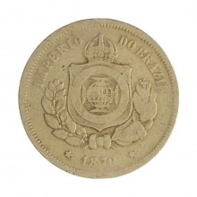 Moeda V-009 100 Réis 1879 MBC C/ Marca de Verniz Cupro Níquel Ø27mm 10gr.