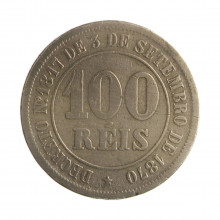 Moeda V-008 100 Réis 1878 MBC  Cupro Níquel Ø27mm 10gr.