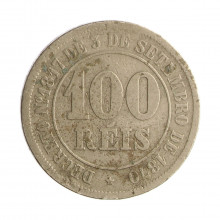 Moeda V-008 100 Réis 1878 BC  Cupro Níquel Ø27mm 10gr.