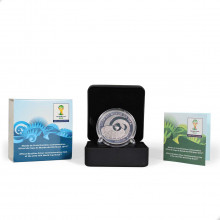 Estojo Moeda P-752 5 Reais 2014 FC Copa do Mundo Brasil - Cidades Sedes Prata 925 Ø40mm 27gr.