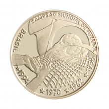 Estojo Moeda P-729 4 Reais 1994 FC Tetra Campeonato Mundial de Futebol Prata 925 Ø40mm 27gr.
