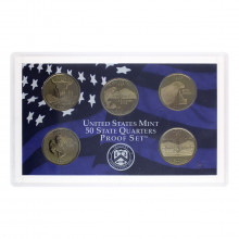 Set 5 Moedas 2007 FC Proof, Quarter Dollar S Estados - Estados Unidos América