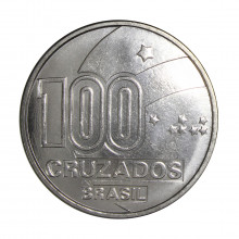 Moeda V-403A 100 Cruzados 1988 SOB/FC  Aço Inoxidável Ø31mm 9,9gr.